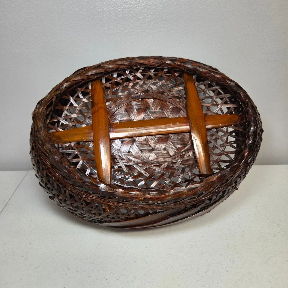 Chicken‎ Rooster Basket Wicker 14 Inch Farmhouse Decor Brown Red Cottagecore